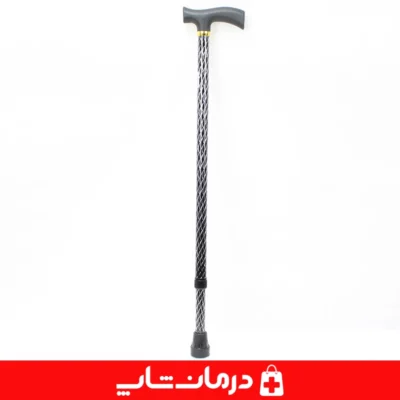 عصا-فلزی-سالمندان-تو-ام-دی-مدل-لیزری-تنظیم-دار-ضد-لغزش-رنگ-مشکی-طبی