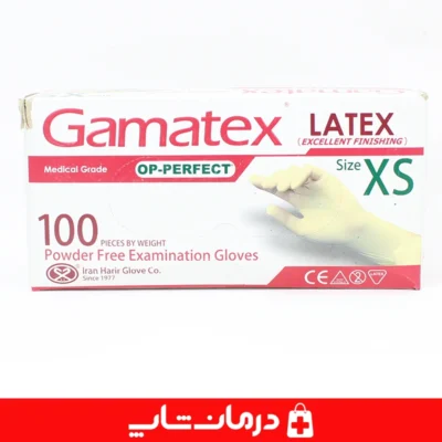 دستکش-معاینه-لاتکس-گاماتکس-مدل-او-پی-ضدحساسیت-یکبارمصرف-با-بافت-نرم-و-راحتی
